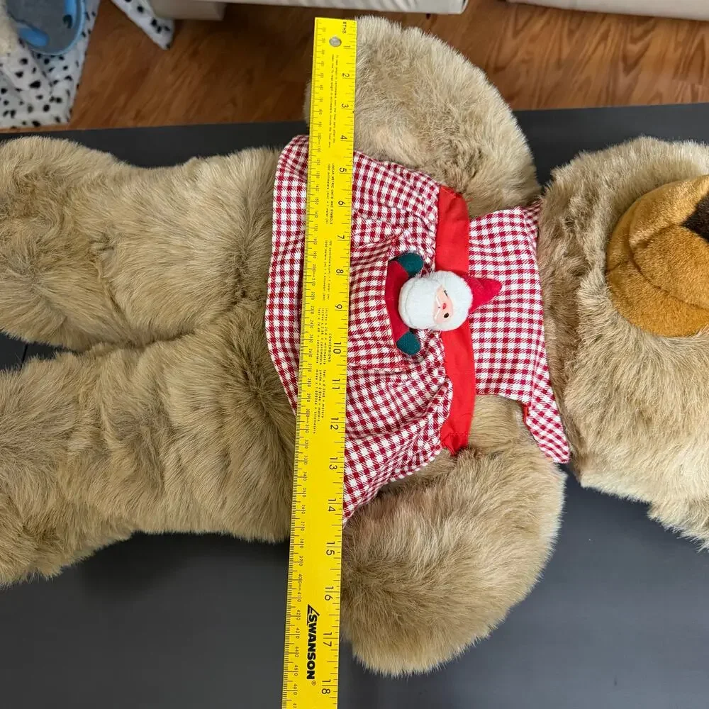 RARE Vtg JC Penny Holiday Collection Bear Large Plush Gingham Apron Christmas